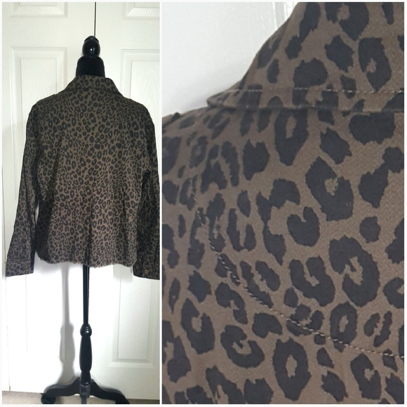Sanctuary Leopard Animal Denim Jacket Snap Front - Picture 5 of 8